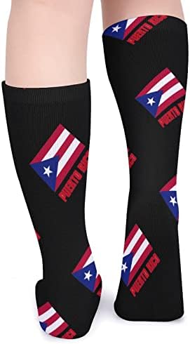 WEEDKEYCAT Porto Riko Bayrakları Kalın Çorap Yenilik Komik Baskı Grafik Rahat Sıcak Orta Tüp Çorap Kış için