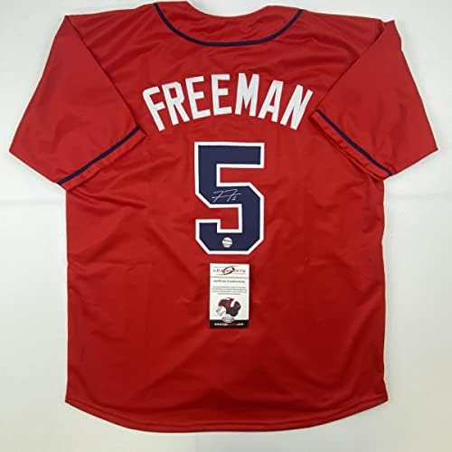 İmzalı / İmzalı Freddie Freeman Atlanta Kırmızı Beyzbol Forması Lojo Exclusive COA