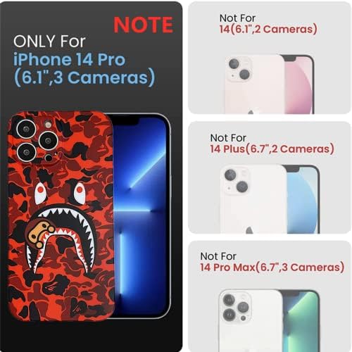 Hoolcase iPhone 14 Pro Yumuşak Kılıf için Köpekbalığı Yüz / Köpekbalığı Dişleri Hayranları Kız Çocuk Erkek, moda Karikatür