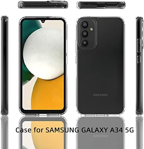 Sucnakp Galaxy A34 5G Durumda Samsung A34 5G Durumda 2 * Ekran Koruyucu Premium Temizle Arka Panel + TPU Tampon Kapak