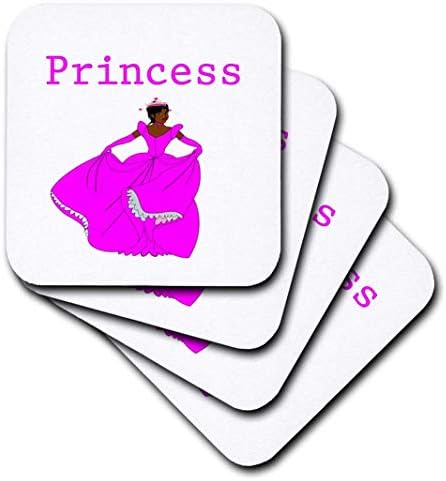 3dRose CST_204144_1 Afro-Amerikan Prenses Yumuşak Bardak Altlığı Baskısı (4'lü Set)