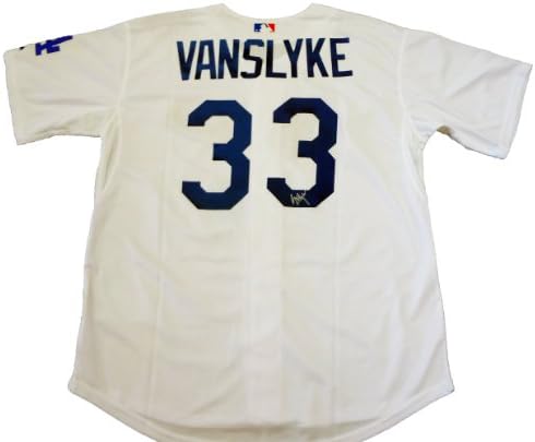 Scott Van Slyke İmzalı Los Angeles Dodgers Beyaz Forma W/KANITI, Scott'ın Bizim için İmzaladığı Resim, Los Angeles