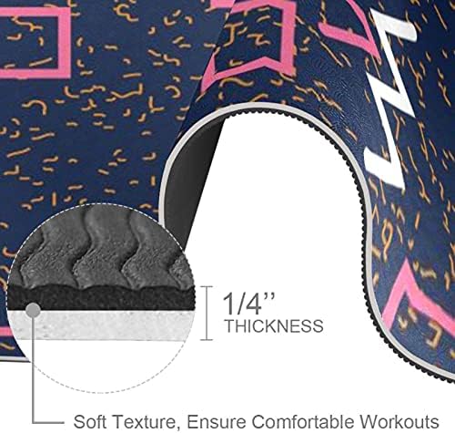 Soyut Kare Geometrik Desen Ekstra Kalın Yoga Matı-Her Türlü Yoga, Pilates ve Zemin Egzersizleri için Çevre Dostu Kaymaz