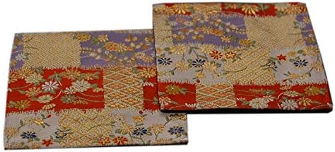 SHİNSENDO Kimono Bardak Japon Geleneksel Kumaşlar Kinran 2 Set (Desen Adı: çiçek)