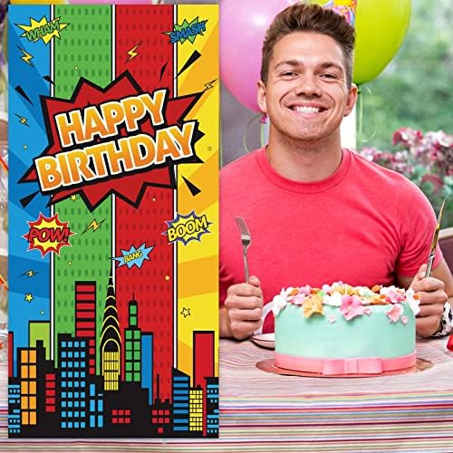 Süper Şehir Mutlu Doğum Günü Afiş Zemin Arka Plan fotoğraf kabini Sahne Yarasa Süper Kahraman Bina Şehir Sahneleri
